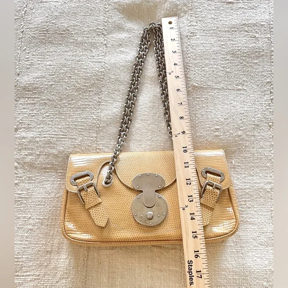 Authentic Vintage Ralph Lauren Collection lizard Skin Chain Handle Handbag - Picture 7 of 16